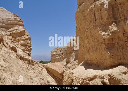 Wüste von Israel/Palästina, Wüstenberge, strahlender Sonnenschein Stockfoto