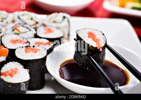 Nahaufnahme von Sushi Stockfoto