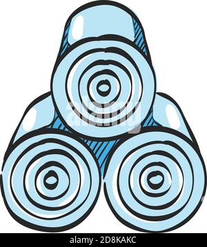 Papierrollensymbol wird in der Farbzeichnung gedruckt. Druckerei Service Publisher Desktop Publishing Stock Vektor
