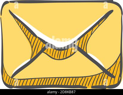 E-Mail-Symbol in Farbzeichnung. Umschlag öffnen Stock Vektor