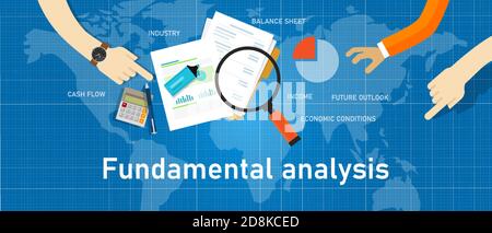 Fundamentalanalyse Aktienanlageanalyse anhand von Unternehmensdaten Stock Vektor