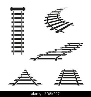 Schienensymbole in verschiedenen Winkeln Stock Vektor