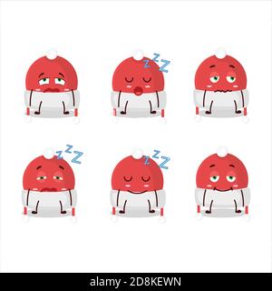 Cartoon Charakter von weihnachtsmütze mit schläfrigen Ausdruck Stock Vektor