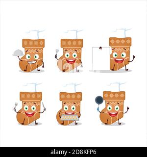 Cartoon Charakter der Socken Cookie mit verschiedenen Chef Emoticons Stock Vektor