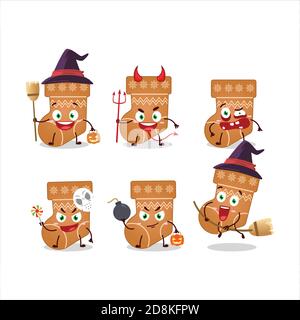 Halloween Ausdruck Emoticons mit Cartoon-Charakter von Socken Cookie Stock Vektor