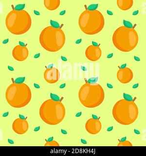 Orange Muster Früchte Tapete Druck dekorative Banner gelb isoliert Hintergrund Mit flacher Farbgebung Stock Vektor