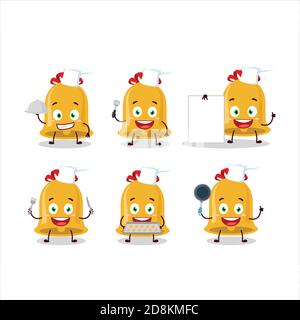 Cartoon-Charakter der weihnachtsglocke mit verschiedenen Chef Emoticons Stock Vektor