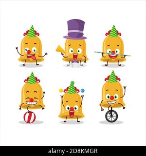 Cartoon-Charakter der weihnachtsglocke mit verschiedenen Zirkus-Shows Stock Vektor