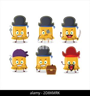 Cartoon-Charakter der weihnachtsglocke mit verschiedenen Piraten Emoticons Stock Vektor