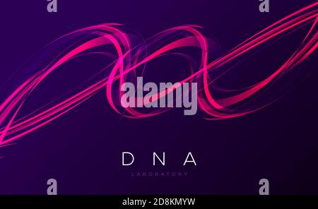Abstraktes Design-Element von Linien bilden DNA-Wirbel, rosa Lichter in Bewegung, digitaler Hintergrund Stock Vektor