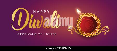 Happy diwali Web-Banner-Design. vektor-Illustration. Stock Vektor