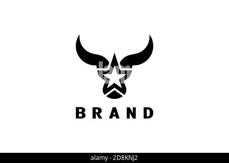 Star Bull Logo, Bull Kopf mit Star Design Konzept, modernes und kreatives Logo Design. Stock Vektor