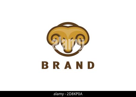 RAM Head Logo, einfaches und minimalistisches Logo Design. Stock Vektor