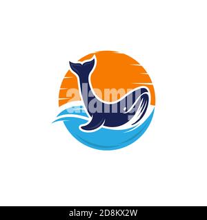 Einfaches Whale Logo Template Design im linearen Stil.EPS 10 Stock Vektor