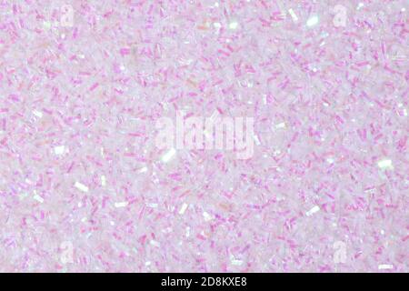 Holografische helle weiße Glitter echte Textur Hintergrund mit rechteckigen Pailletten. Stockfoto