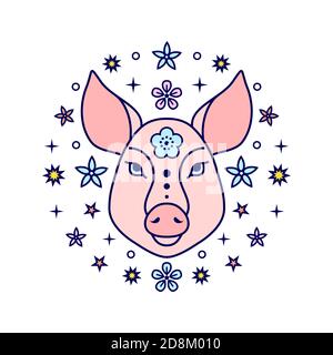 Schwein chinesisches Sternzeichen Stock Vektor