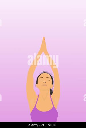 Vertikale Illustration mit Yoga Frau. Stock Vektor