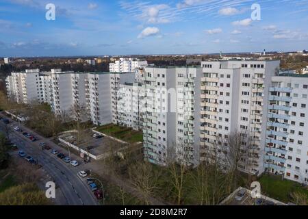 Luftaufnahme des Hochhausbesitzes in Hamburg Stockfoto