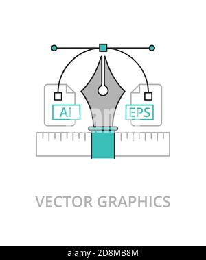 Vektor Bezier Kurve Icon Illustration mit Lineal und ai und eps-Dateien auf weißem Hintergrund Stock Vektor