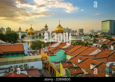 Arabische Straße und Sultanin Masjid nachts, singapur Stockfoto