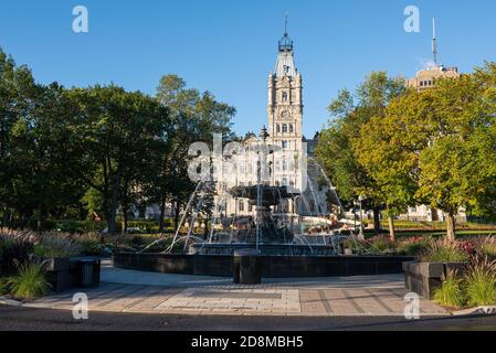 La fontaine de Tourny et le Parlement de Québec (Ville de Québec, Québec) Stockfoto