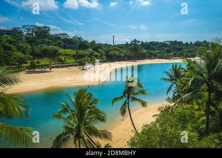 Landschaft des Pulau Palawan Beach in Sentosa, Singapur Stockfoto