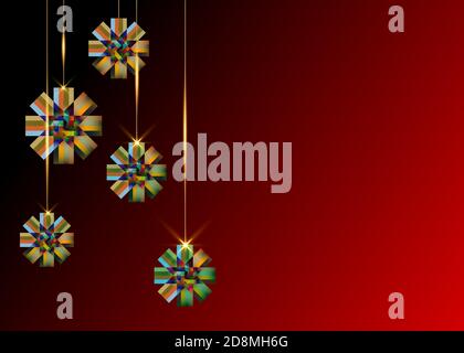 Moderne Vektor dekorative dekorative dekorative Weihnachten bunte Band Schleifen, Urlaub und Feier Banner, Vektor isoliert auf dunkelroten Luxus Hintergrund Stock Vektor