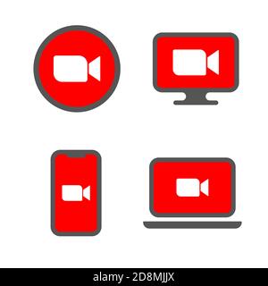 Virtuelle Online-Meetings, Heimarbeit. Telekonferenz TV Video Conference Webinare oder Remote Working. Enterprise Web Cloud Service Software-Konzept Stock Vektor