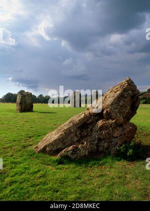 Sehen Sie NNW des NE-Kreises in Stanton Drew, Bath & NE Somerset, England, Großbritannien: Ein neolithischer zeremonieller Komplex aus drei Steinkreisen, 2 Alleen und einer Bucht. Stockfoto