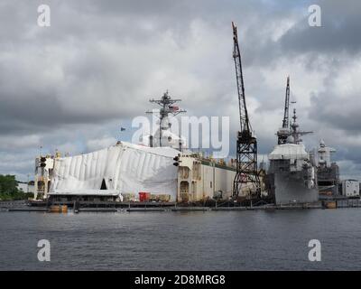 BAE Systems Schiffsreparatur. Stockfoto