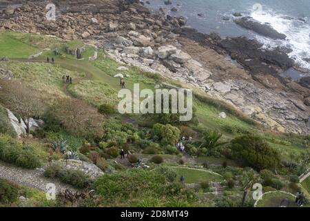 Blick auf die Gärten am Fuße des Heiligen Michaels Mount Stockfoto