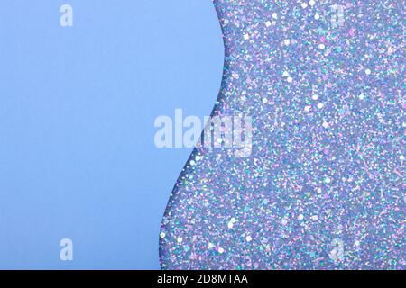 Holografische helle weiße Glitter echte Textur Hintergrund mit rechteckigen Pailletten. Stockfoto