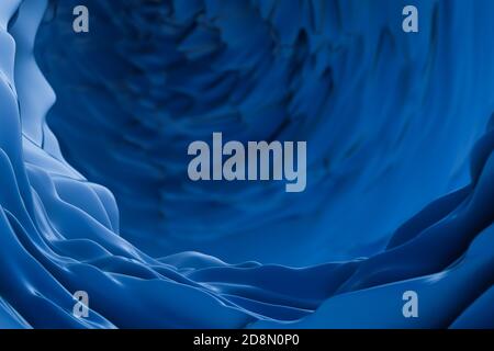 3D-Rendering von abstrakten Farbhintergrund, wellige Textur, blaue Oberfläche, moderne Visualisierung, verschwommener Hintergrund Stockfoto