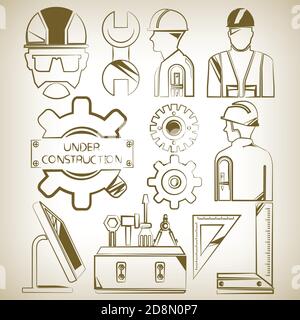 Symbole für Engineering-Tools und Industriemanagement Stock Vektor