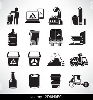 Symbole für Abfallmanagement gesetzt, Symbole für Müll Stock Vektor