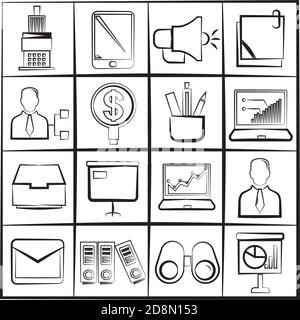Skizze Büro und Business-Symbole Stock Vektor