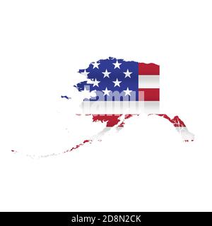 Alaska US State Flag Karte isoliert auf weiß. Illustration. Stockfoto