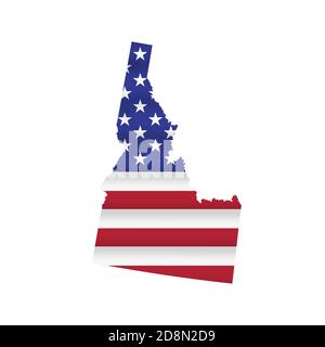 Idaho US State flag map isoliert auf weiß. Illustration. Stockfoto