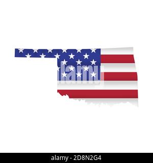 Oklahoma US State Flag Karte isoliert auf weiß. Illustration. Stockfoto