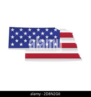 Nebraska US State flag map isoliert auf weiß. Illustration. Stockfoto