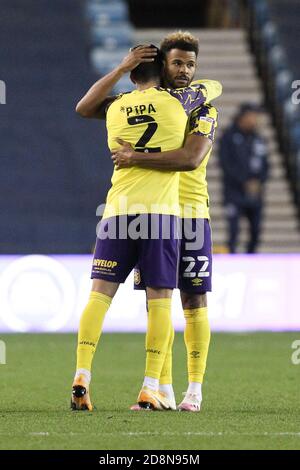 London, Großbritannien. Oktober 2020. Pipa von Huddersfield Town erzielt das zweite Tor des Spiels, um es 0-2 zu machen und feiert während der EFL Sky Bet Championship Spiel zwischen Millwall und Huddersfield Town in The Den, London, England am 31. Oktober 2020. Foto von Ken Sparks. Nur redaktionelle Verwendung, Lizenz für kommerzielle Nutzung erforderlich. Keine Verwendung bei Wetten, Spielen oder Veröffentlichungen einzelner Vereine/Vereine/Spieler. Kredit: UK Sports Pics Ltd/Alamy Live Nachrichten Stockfoto