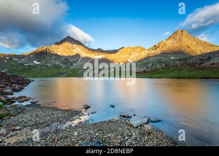 Gavia Pass bei Sonnenuntergang, Ponte di Legno, Italien Stockfoto