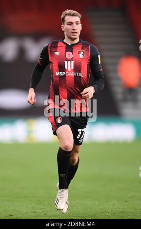 Vitality Stadium, Bournemouth, Dorset, Großbritannien. Oktober 2020. English Football League Championship Football, Bournemouth Athletic versus Derby County; Jack Stacey of Bournemouth Credit: Action Plus Sports/Alamy Live News Stockfoto