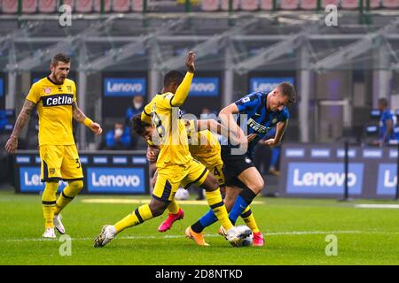 Giuseppe Meazza San Siro Stadium, mailand, Italien, 31 Oct 2020, Andrea Pinamonti (FC Inter) während des FC Internazionale gegen Parma Calcio 1913, Italienisches Fußballspiel Serie A - Credit: LM/Luca Rossini/Alamy Live News Stockfoto