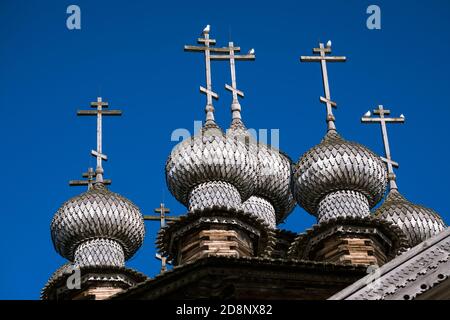 18. Jahrhundert hölzerne Kirche der Fürbitte in Kizhi Pogost, Karelien, Russland Stockfoto