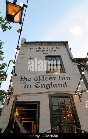 Ye Olde Trip to Jerusalem Pub, Old Trip to Jerusalem Bar, Ancient Pub, Brewhouse Yard, 1, Nottingham, Nottinghamshire, NG1 6 AD Stockfoto