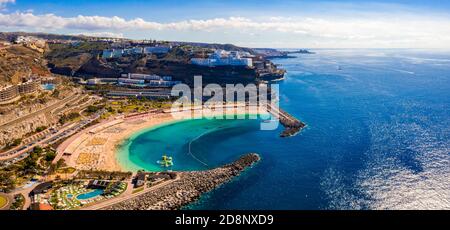 Luftaufnahme des Strandes von Amadores auf Gran Canaria Stockfoto