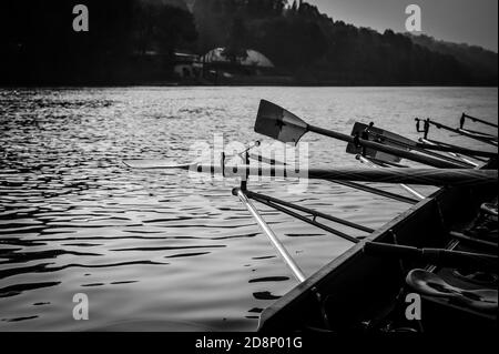 Im Boot auf dem Po Stockfoto