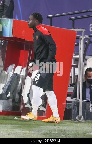 Jeremy Doku von Stade Rennais während der UEFA Champions League, Gruppenphase, Gruppe E Fußballspiel zwischen Sevilla FC und Stade Rennais am 28. Oktober 2020 im Ramon Sanchez-Pizjuan Stadion in Sevilla, Spanien - Foto Laurent Lairys / DPPIr Stockfoto