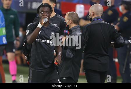 Jeremy Doku von Stade Rennais während der UEFA Champions League, Gruppenphase, Gruppe E Fußballspiel zwischen Sevilla FC und Stade Rennais am 28. Oktober 2020 im Ramon Sanchez-Pizjuan Stadion in Sevilla, Spanien - Foto Laurent Lairys / DPPIr Stockfoto